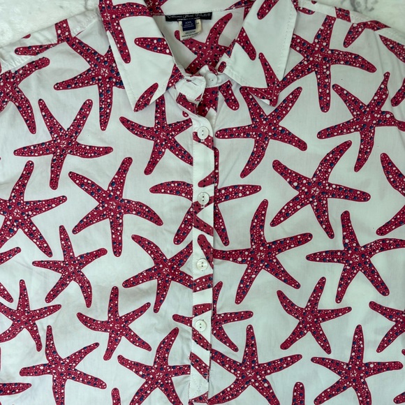 BAHAMA HAND PRINTS Starfish Pullover Shirt Men’s XXL White Red Blue Starfishes - Picture 8 of 11